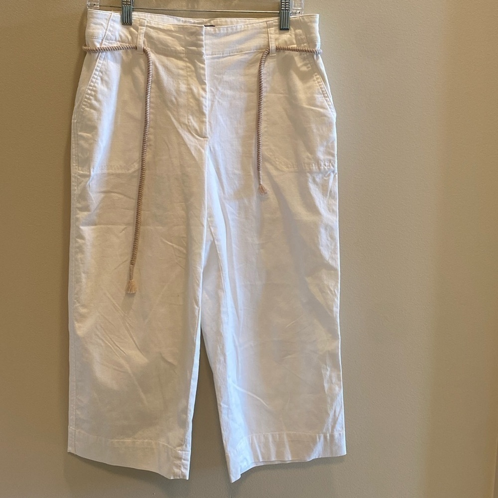 Talbots wide leg crop pants cotton summer weight capris white size 6P